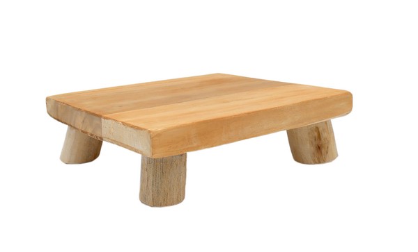Teak Blumen Teller Natur - 15 Cm - Holz Pflanzen StäNder Deko Hocker Massiv-image