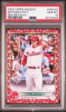 2022 Topps Holiday BRYSON STOTT Red Metallic RC /99 #HW133 PSA 10 GEM MINT Pop=1