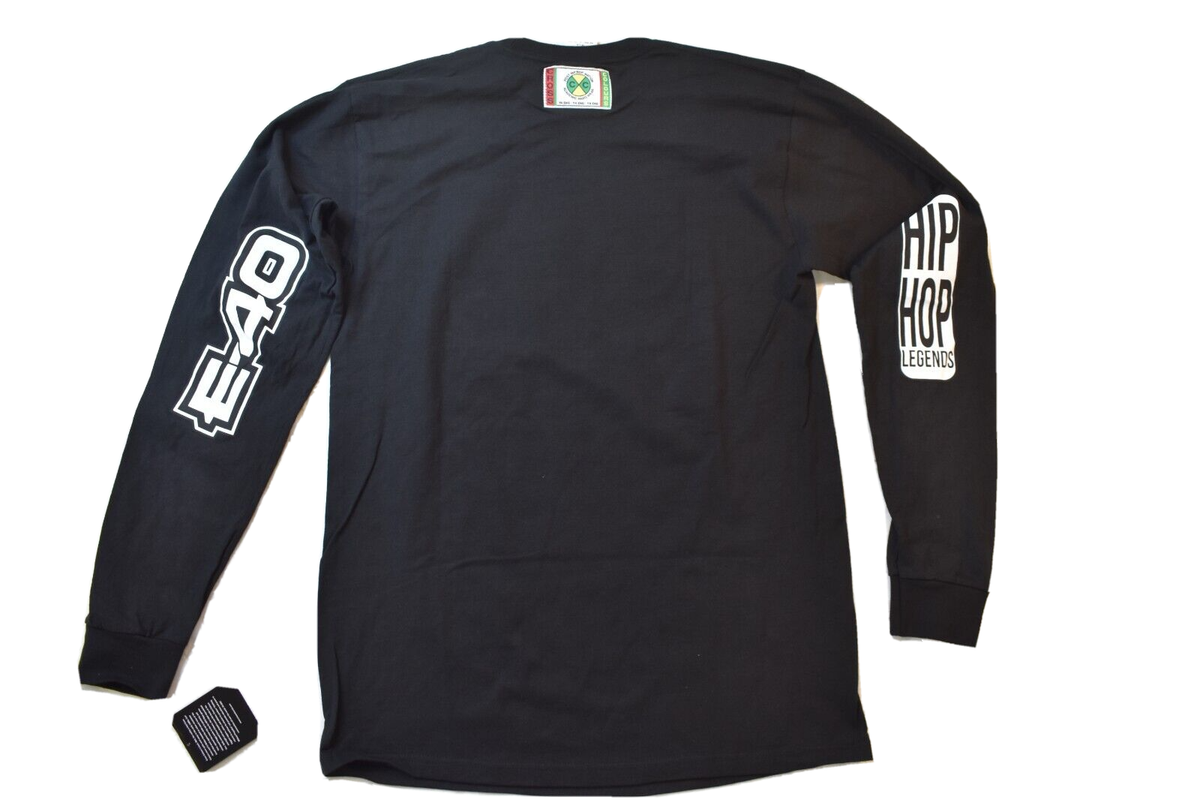 Cross Colours Mens E-40 Hip Hop Legends Black Long Sleeve Shirt 
