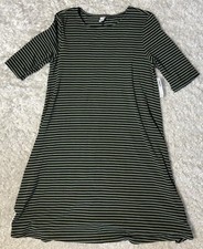 New Womens Old Navy 1/2 Sleeve Shirt Dress Size Small S Green Black Striped NWT