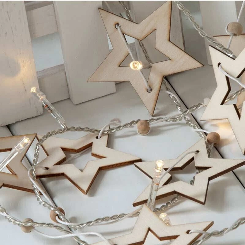 Wooden star 2024 fairy lights