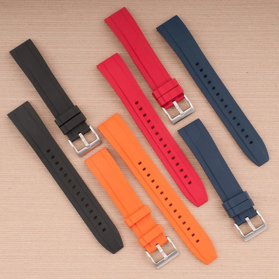 Extra Long for Big + Large Wrists FKM Rubber Quick Release Watch Strap Band Dive - Image 2 of 4