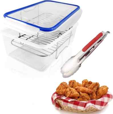 Batter Bowl, Mess Free Breading with Lid Flour Shaker for Seasoning Fried Fish,