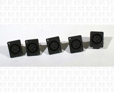 Lot Of 5 Belton Plastic 3 Pin XLR Female Jacks Wide Plate Horizontal Mount