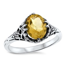 GENUINE CITRINE CLASSIC STYLE 925 STERLING SILVER FILIGREE RING       443Z
