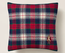 Polo Ralph Lauren Holiday Polo Bear Throw Pillow In Red 20” X 20” New
