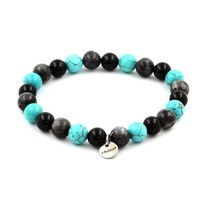 Steine Und Mineralien. Armband Perlen Labradorit + Schwarze Achat + TüRkis 8 Mm