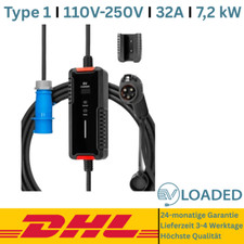 Typ 1 Ladekabel 7 kW 32A 1 Phase CEE blau 5 Meter Länge Kabel