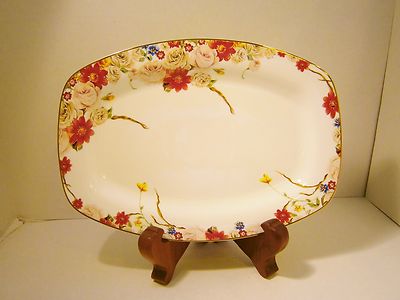 Royal Bone China Dinnerware ''DREAMS OF PARIS'' Floral Flowers Large Platter Plate