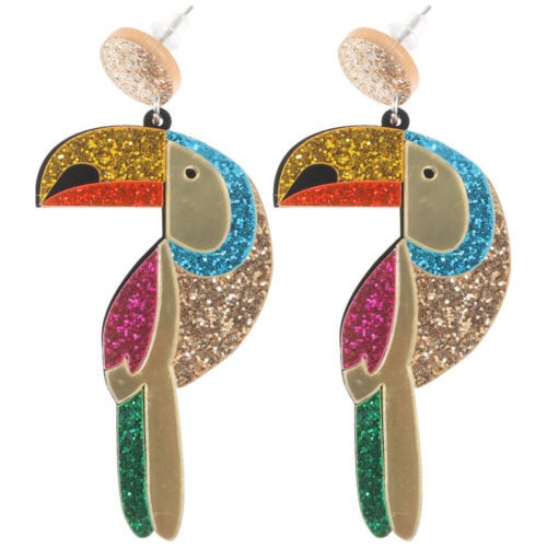 Glamorous Parrot Dangle Earrings - Sparkling Bird Accessories - Picture 1 of 12