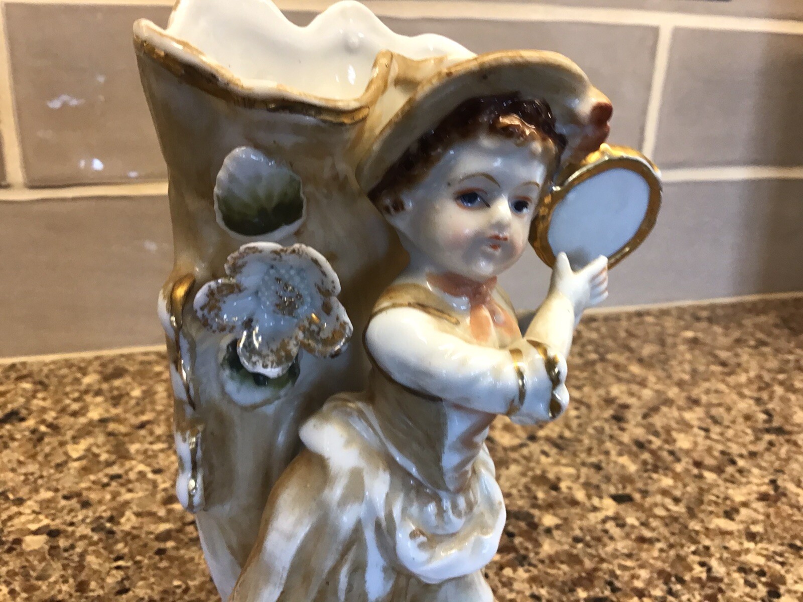 Vintage Betson Japan Vase Porcelain Boy w/ Flute Girl W/ Tamborine Hand Painted eBay