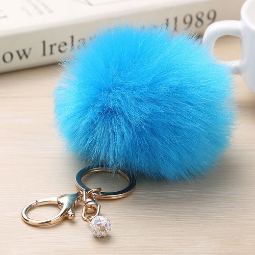 1PC Fluffy Pom Pom Key Chain Cute Faux Rabbit Fur Ball Bag Pendant Keyrings - Picture 24 of 41
