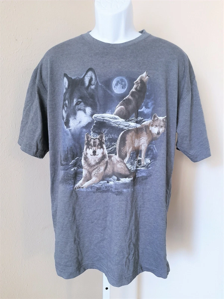Outdoor Life Men s Short Sleeve Wolves At Night Graphic T Shirt Grey Large