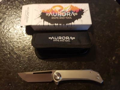 Aurora Truffles S35VN Tanto Gray Titanium Scales - NEW Open Box