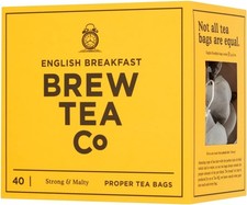 Brew Tea Co - English Breakfast Proper Tea Bags - Strong and Malty - 40 Tea Bag