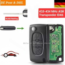 Funkschlüssel klappschlüssel   PEUGEOT  CITROEN Bis 2011 ID46 433 mhz