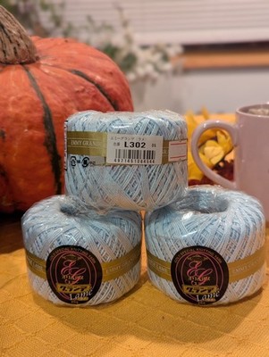 Olympus Thread Emmy Grande Lame Lace Thread Fine L302 Pale Sky 25g LOT OF 3 Qty