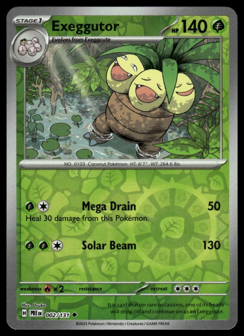 Exeggutor SV: Prismatic Evolutions #002/131 Reverse Holo NM