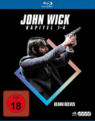 John Wick - Kapitel 1-4 - Teil 1+2+3+4 / Uncut /  Krimi # 4 BLU-RAY - BOX - NEU