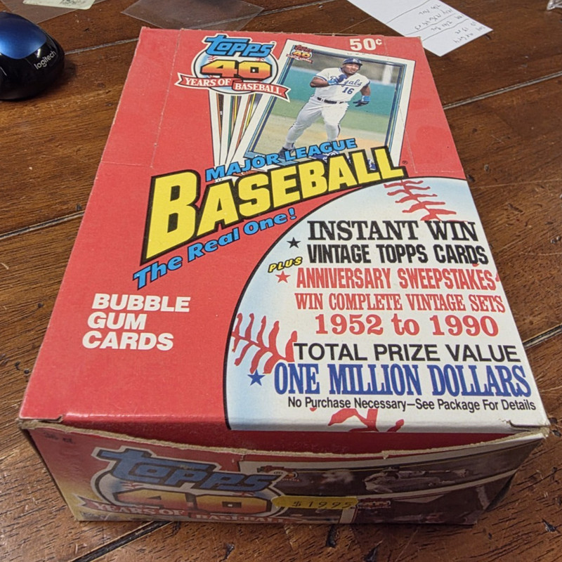1991 Topps Baseball Empty Box George Brett Andre Dawson Card Box Bottom