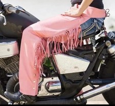 Women Vintage Western Cowboy Chap Fringes Suede Leather Riding Chap - Women Pant