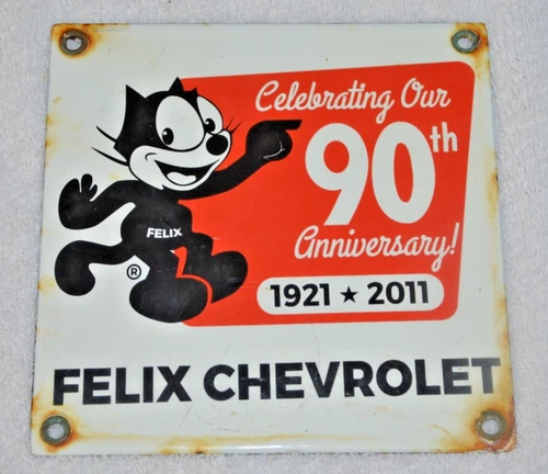 Vtg FELIX CHEVROLET CHEVY  PORCELAIN SIGN CAR GAS OIL TRUCK 6"