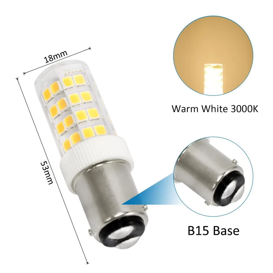 5W LED Ampoule Machine à Coudre B15d, 220-240V, 500LM Blanc Chaud 3000K - Photo 2/4