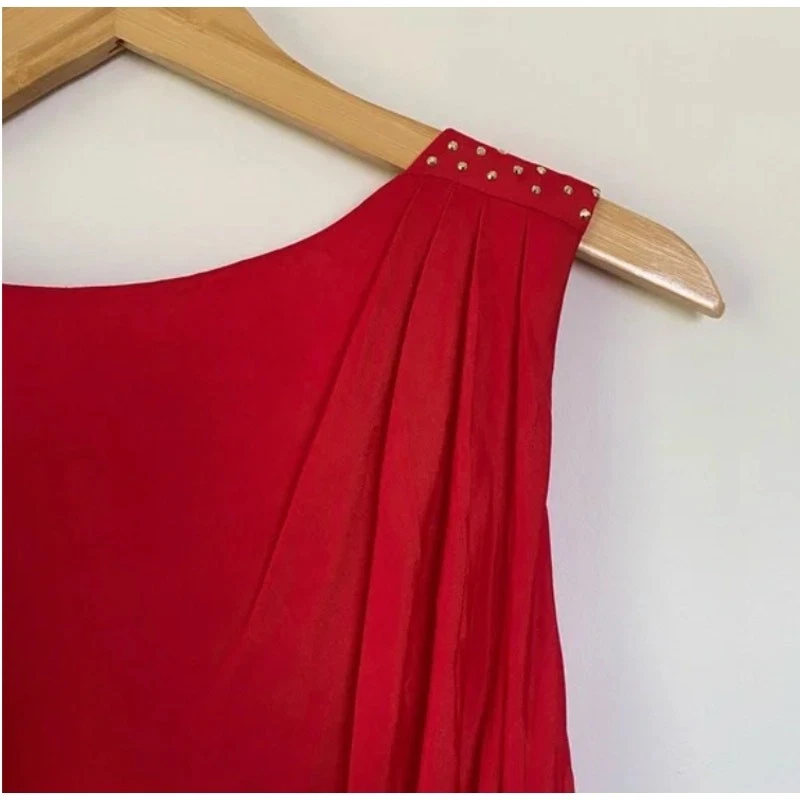 Versace for H&M Mini Abito con Cappuccio Borchie Rosso 4