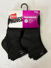 New Hanes Women  s Ankle Socks 10-PACK Compression Arch Size 5-9 X-Temp EH-1 