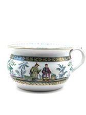 Victorian Staffordshire Ceramic Chamber Pot Chinoiserie Design 19th Century