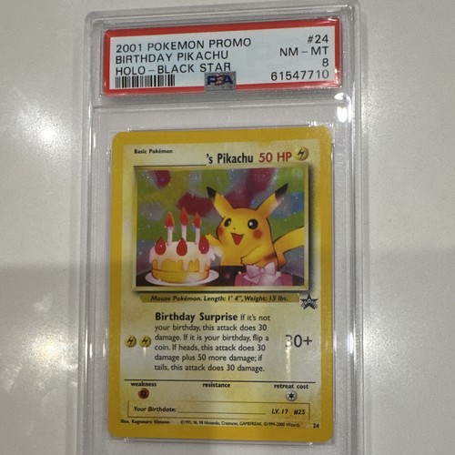 2001 Pokemon Birthday Pikachu PSA 8 Black Star Promo Holo EN #24