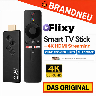 Flixy  Smart TV Stick - 4K HDMI Streaming | Ohne Abo-Gebühren | Alle Sender