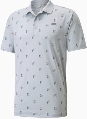 PUMA Mattr Moving Day Men's Gray Golf Polo Shirt - All Over Print - SIze Small