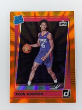 2021-22 Donruss #242 Keon Johnson Orange Laser Rookie Clippers RC Card. rookie card picture