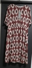 Trenery Bnwt Mid Dress, White, Brown Print, Stretch Waist, 14