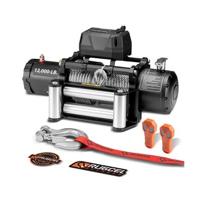 RUGCEL 12000lb Waterproof Electric Winch   12V Steel Rope (85ft) with Roll
