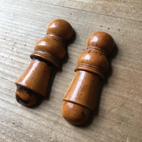 Nr Pair Of Vintage Escutcheon Keyhole Wooden Antique Door Hardware Victorian Old - Picture 3 of 4
