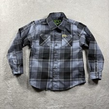 Dixxon Flannel DFC Youth Size S Blue Black Plaid Division Plaid Shirt 3E