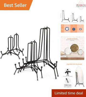 6 Pack Iron Display Stands Adjustable Anti-Slip for Plates Photos Artwork