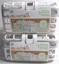 Munchkin High Capacity Dishwasher Basket, 2 Pack White-Gray Both NEW