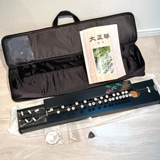 Vintage Japanese Taishogoto Koto Harp String Instrument w/ Case Pick, & Manual