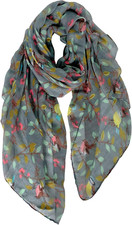 Lightweight Floral Birds Print Cotton Scarves Women Winter Shawl Wraps