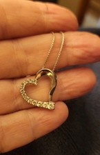 Beautiful Sterling silver  CZ Open Heart pendant necklace 18"