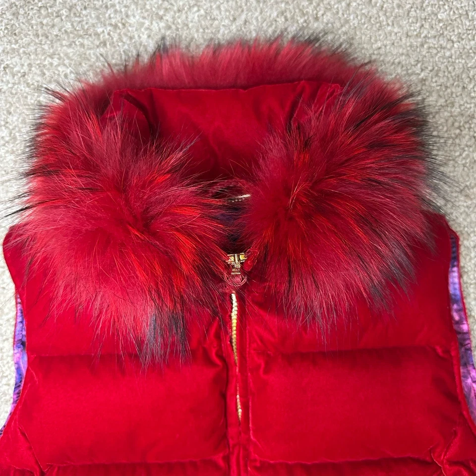 Elie Tahari Women's Red Winter Puffer Vest Jacket Size Large - Image 4 of 4
