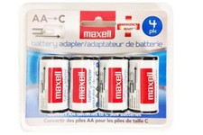 4-Pack C Size Maxell Battery Adapters for AA Batteries