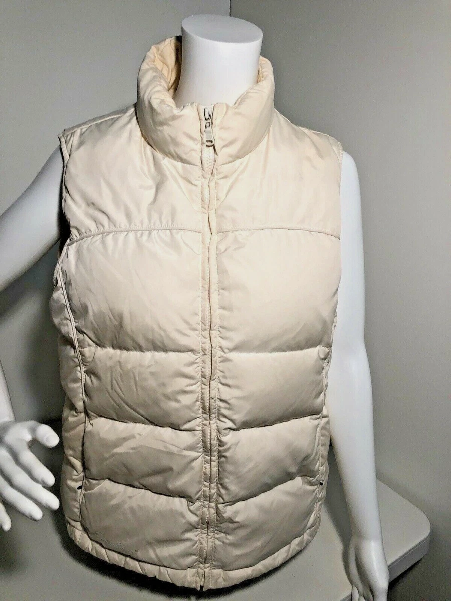 Puffer Vest Eddie Bauer Goose Down Filled Women s Size Large EUC Cream White