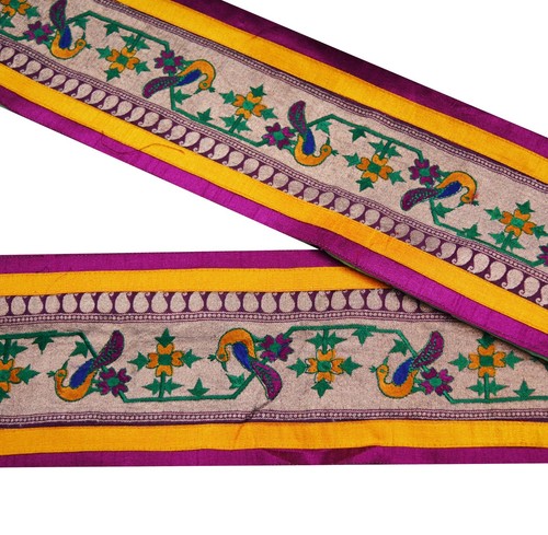 Vintage Sari Border Woven Banarasi Brocade Trim Craft Sewing Recycled Sari lace - Picture 2 of 5