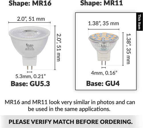 LED MR11 Flood Light Bulbs (10 Pack) 12V 3W 20W Halogen Replacement 2-Pin 240Lm - Picture 2 of 12