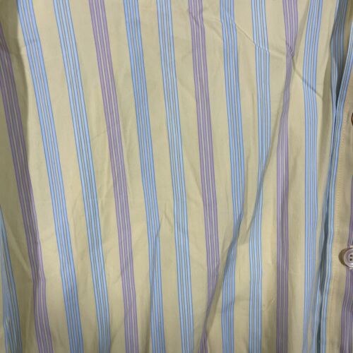 Ermenegildo Zegna Mens Button Up Shirt Size L Yellow Stripe Career Party Preppy - Picture 4 of 9