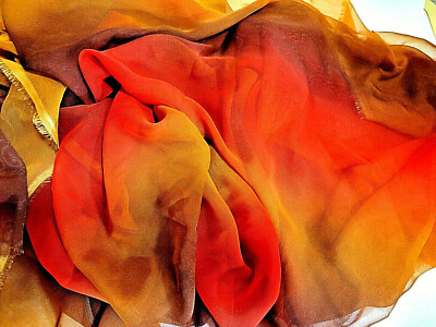 Ombre Sheer Fabric Drpery Soft Pattern Red Brown 45''  x 4 Yards 